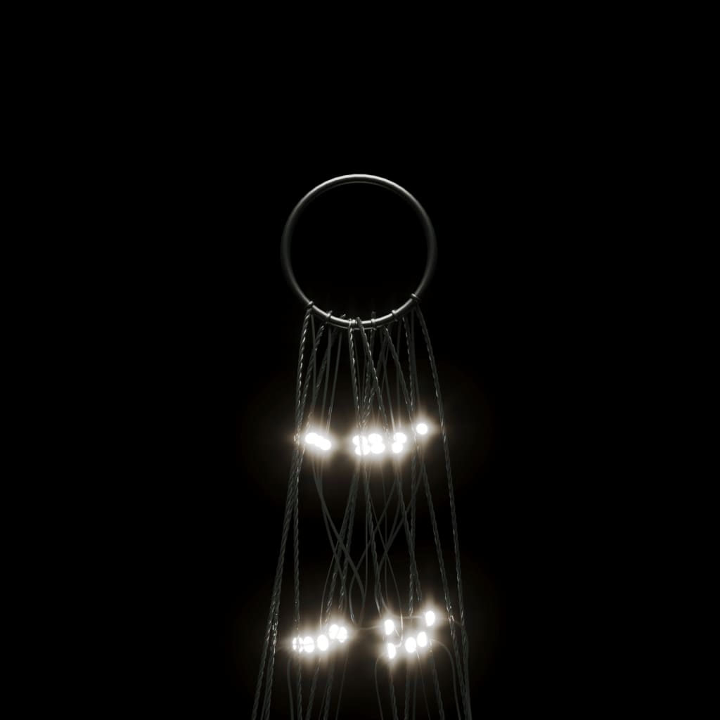 LED Kalėdų eglutė ant vėliavos stiebo 550 LED Šalta Balta 300cm