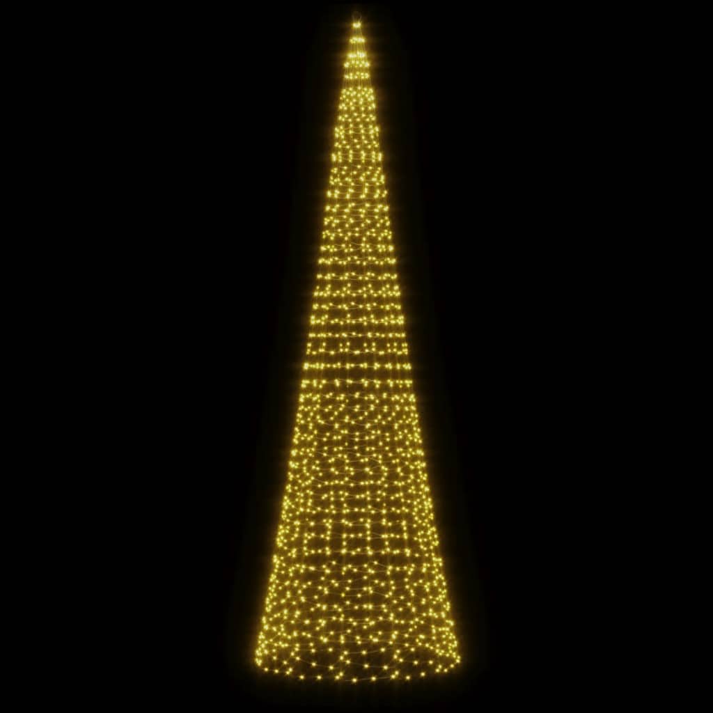 LED Kalėdų eglutė ant vėliavos stiebo 1534 LED šiltai balta