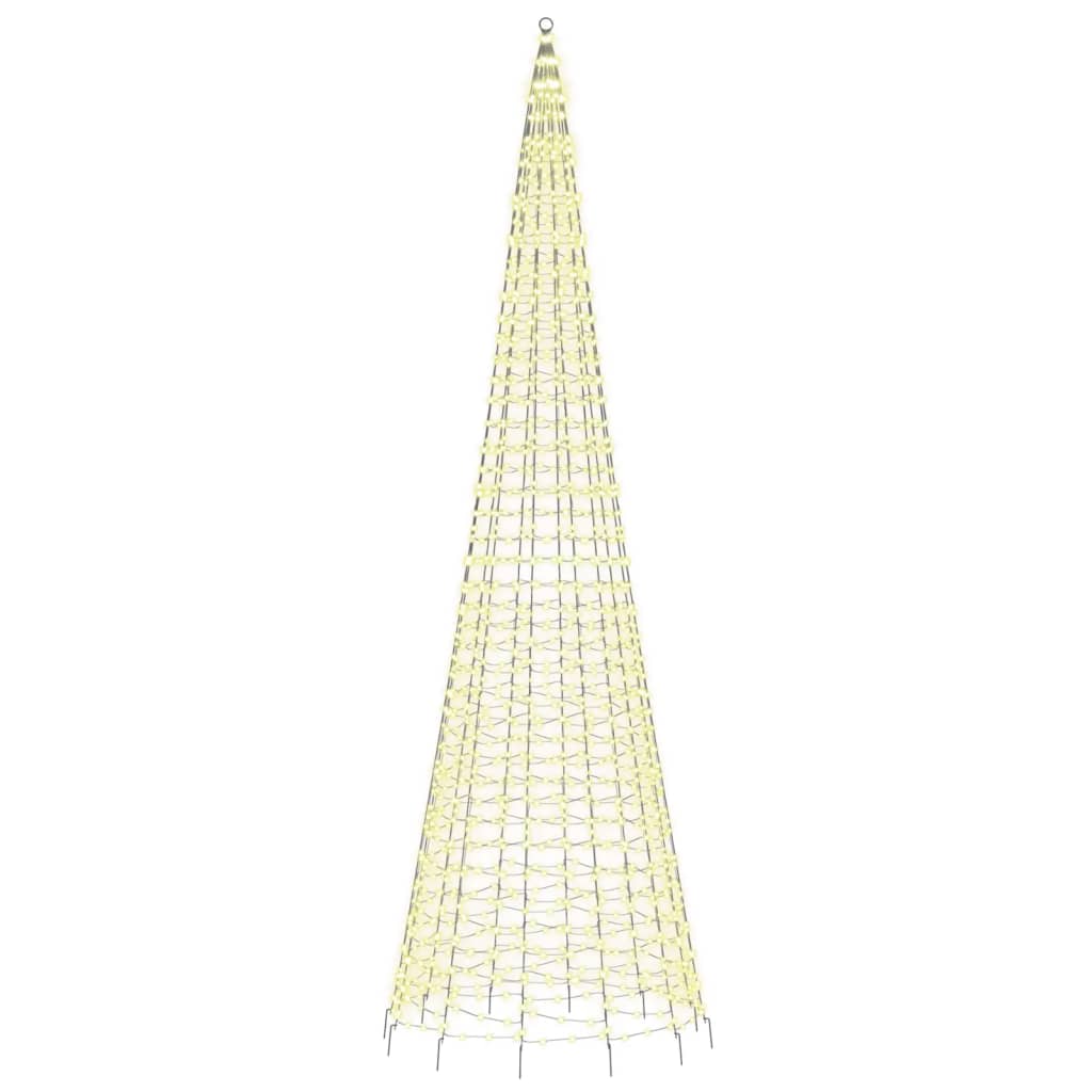 LED Kalėdų eglutė ant vėliavos stiebo 1534 LED šiltai balta