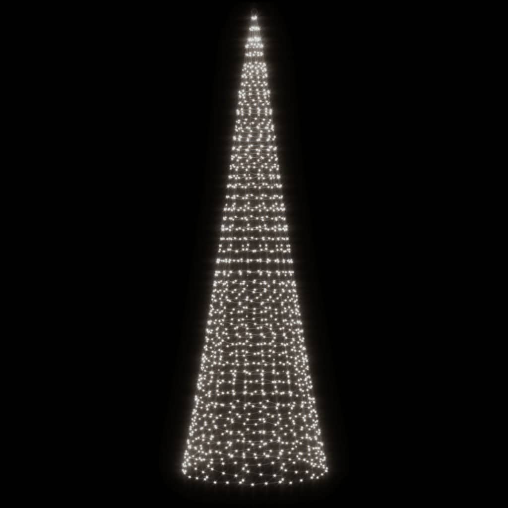 LED Kalėdų eglutė ant vėliavos stiebo 1534 LED šaltai balta