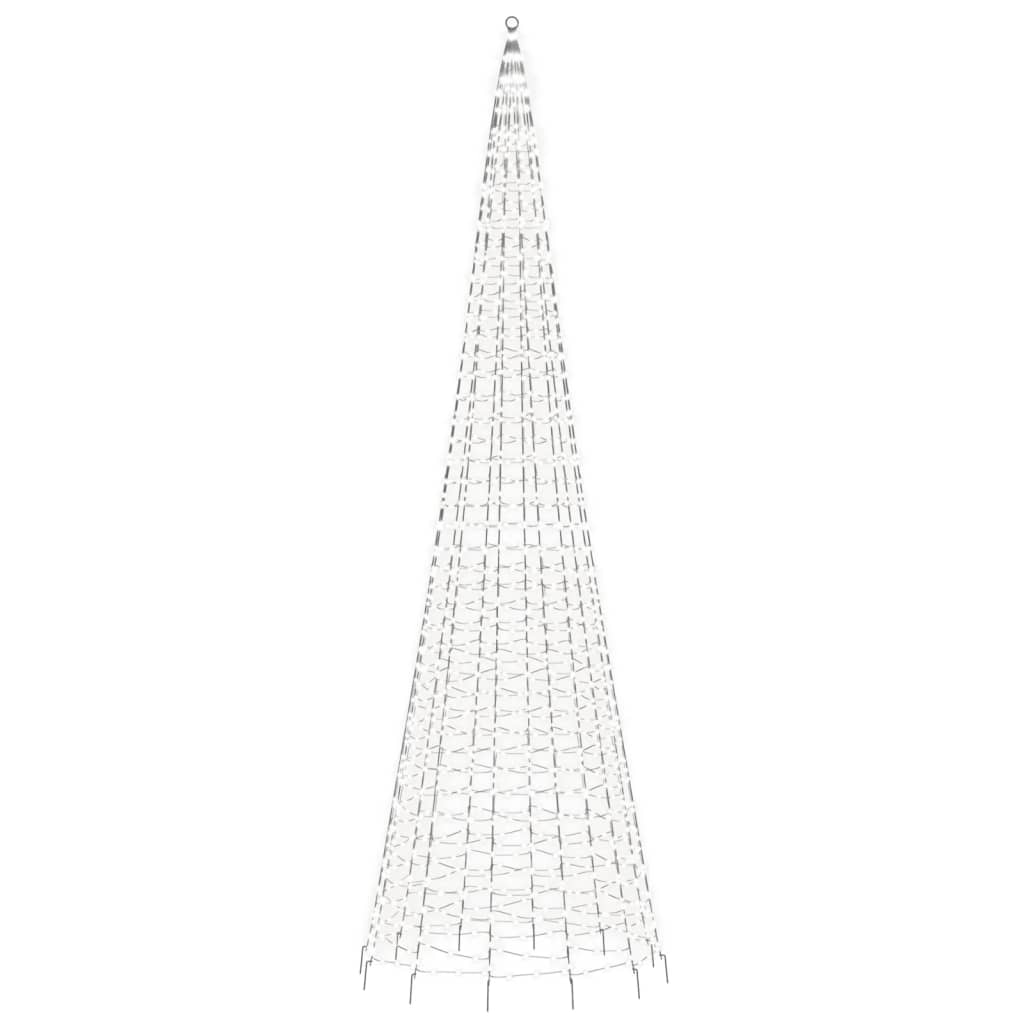 LED Kalėdų eglutė ant vėliavos stiebo 1534 LED šaltai balta