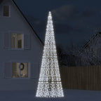 LED Kalėdų eglutė ant vėliavos stiebo 1534 LED šaltai balta
