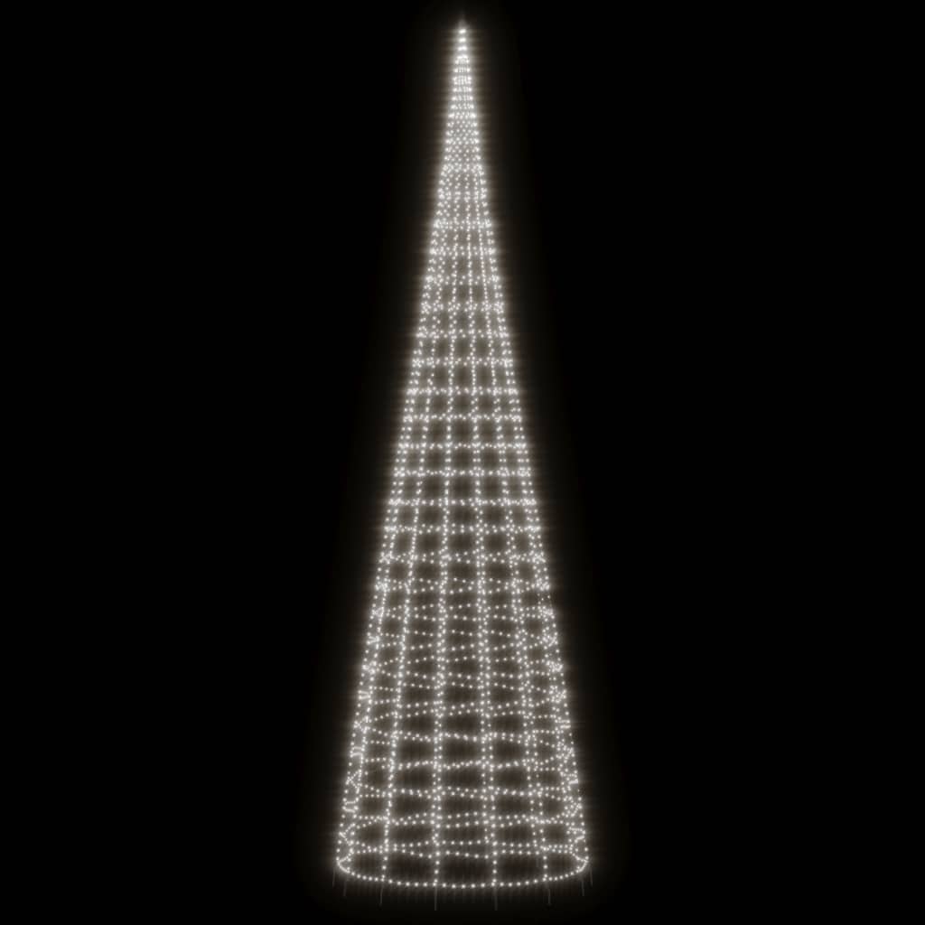 LED Kalėdų eglutė ant vėliavos stiebo 3000 LED šaltai balta