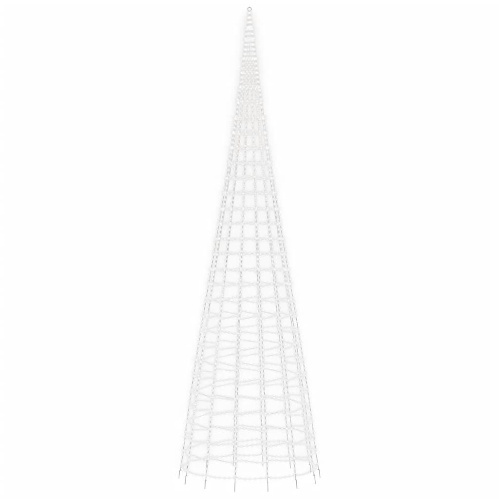 LED Kalėdų eglutė ant vėliavos stiebo 3000 LED šaltai balta