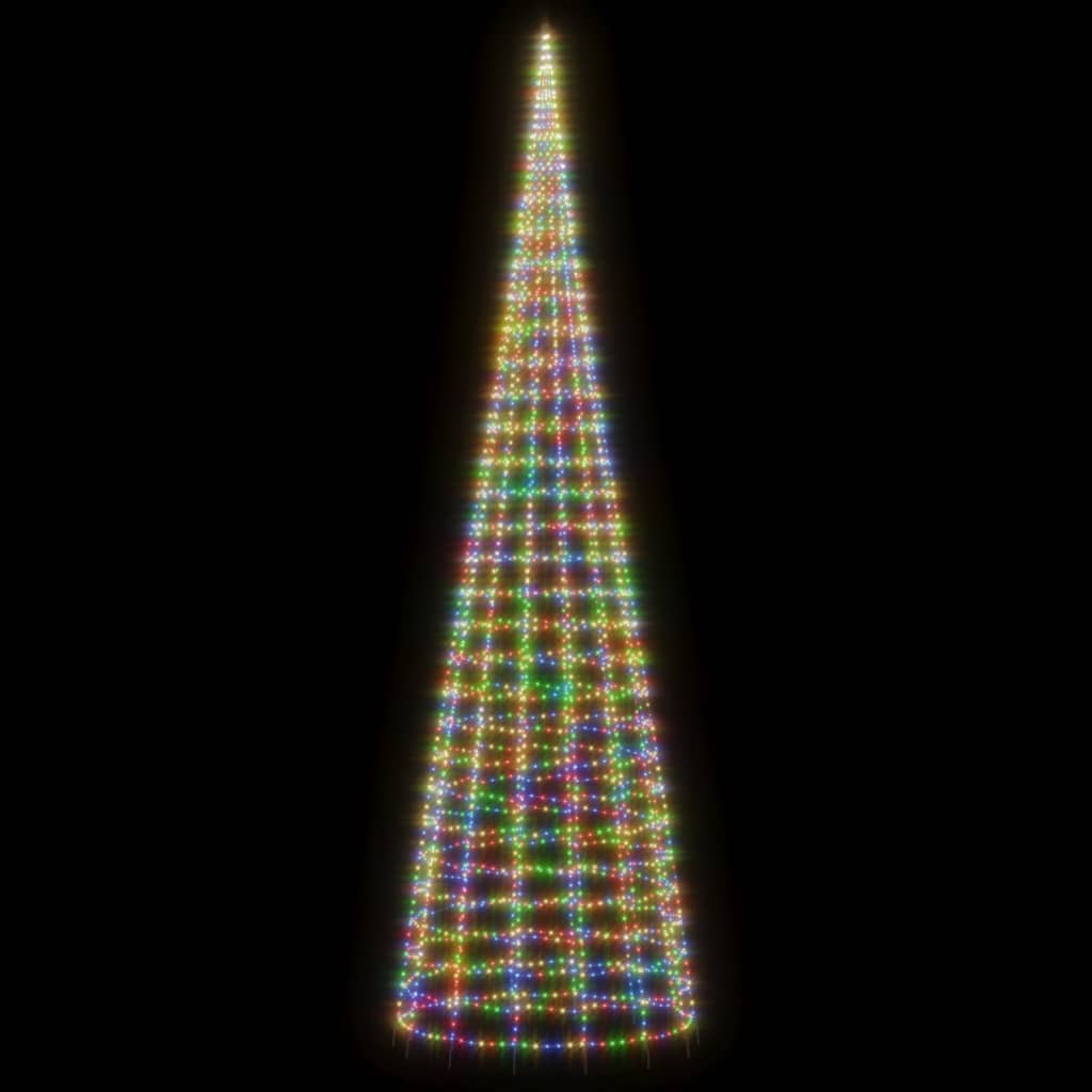 LED Kalėdų eglutė ant vėliavos stiebo 3000 LED Spalvingi 800 cm