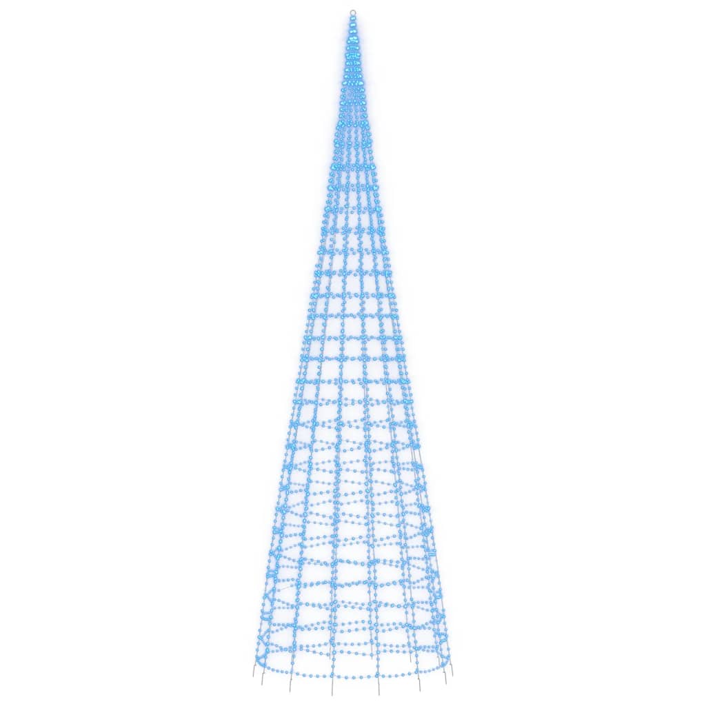 LED Kalėdų eglutė ant vėliavos stiebo 3000 LED Mėlyna 800 cm