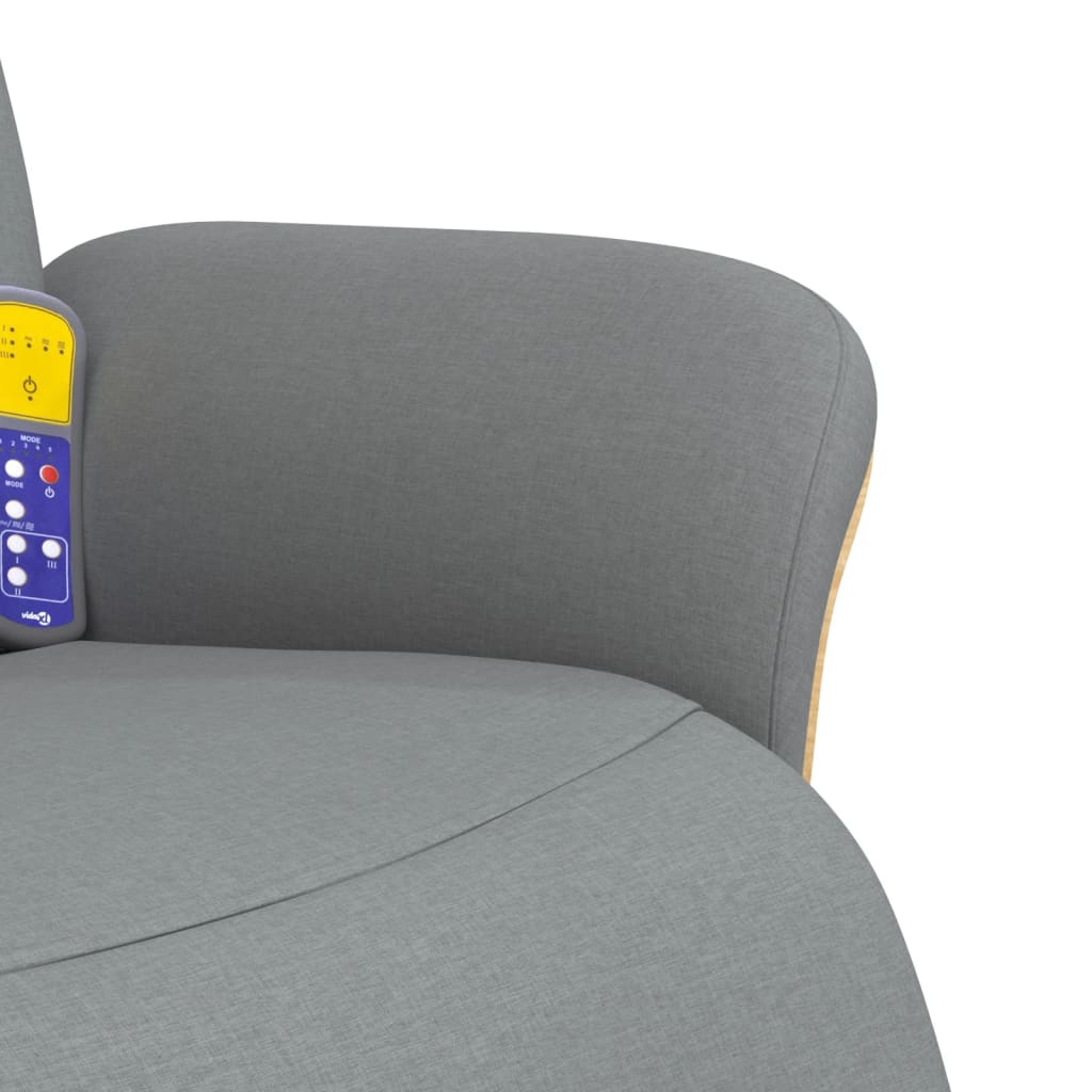Atlošiama masažinė kėdė su pakoja, šviesiai pilka, audinys