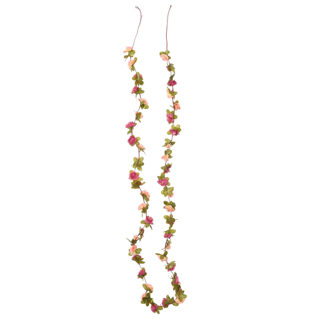 vidaXL Kalėdinės gėlių girliandos, 6vnt., rožių raudonos, 250cm