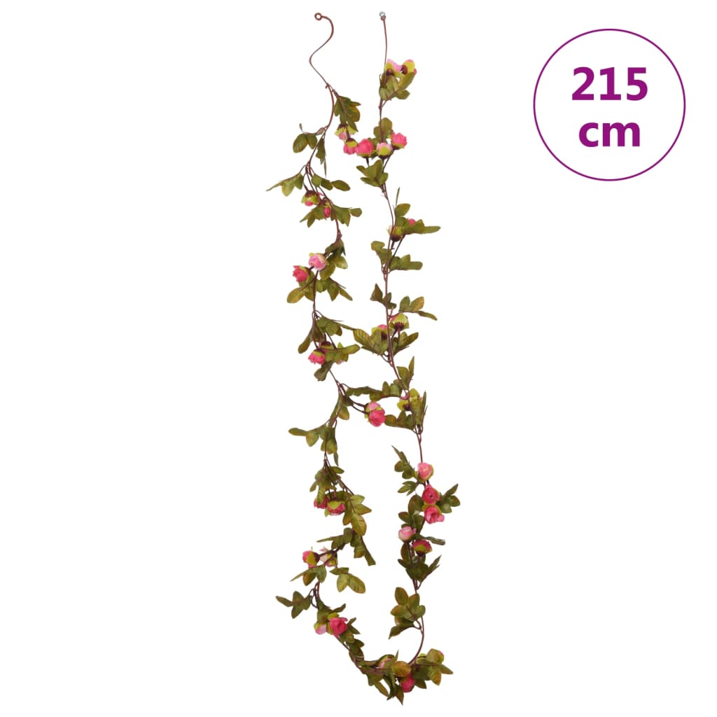 Kalėdinės gėlių girliandos, 6vnt., rožių spalvos, 215cm
