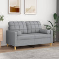 Dvivietė sofa su pagalvėlėmis, šviesiai pilka, 120cm, audinys