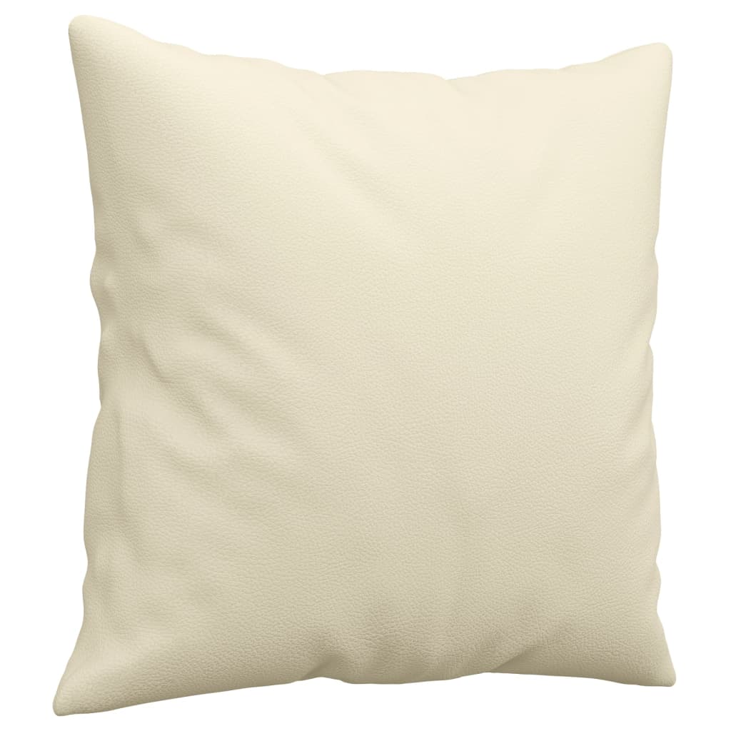 Dvivietė sofa su pagalvėlėmis, kreminė, 120cm, dirbtinė oda