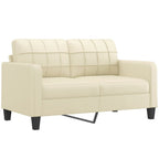 Dvivietė sofa su pagalvėlėmis, kreminė, 140cm, dirbtinė oda