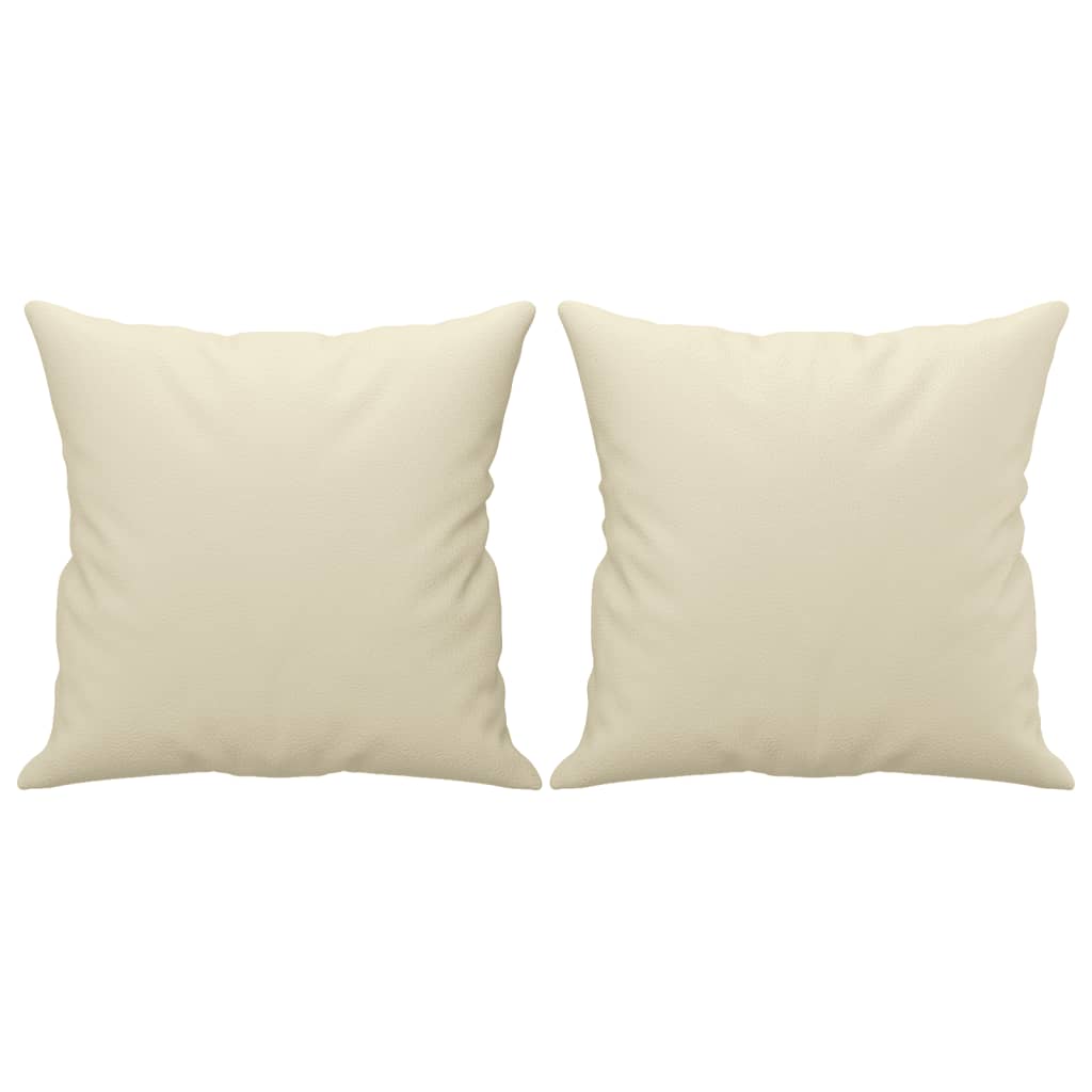 Dvivietė sofa su pagalvėlėmis, kreminė, 140cm, dirbtinė oda