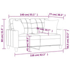 Dvivietė sofa su pagalvėlėmis, kreminė, 140cm, dirbtinė oda