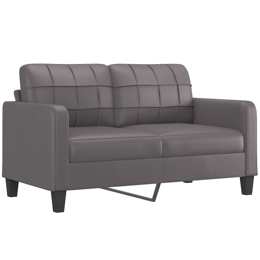 Dvivietė sofa su pagalvėlėmis, pilka, 140cm, dirbtinė oda