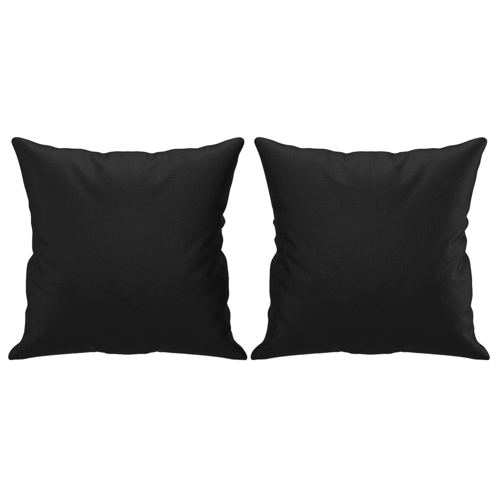 Trivietė sofa su pagalvėlėmis, juoda, 180cm, dirbtinė oda
