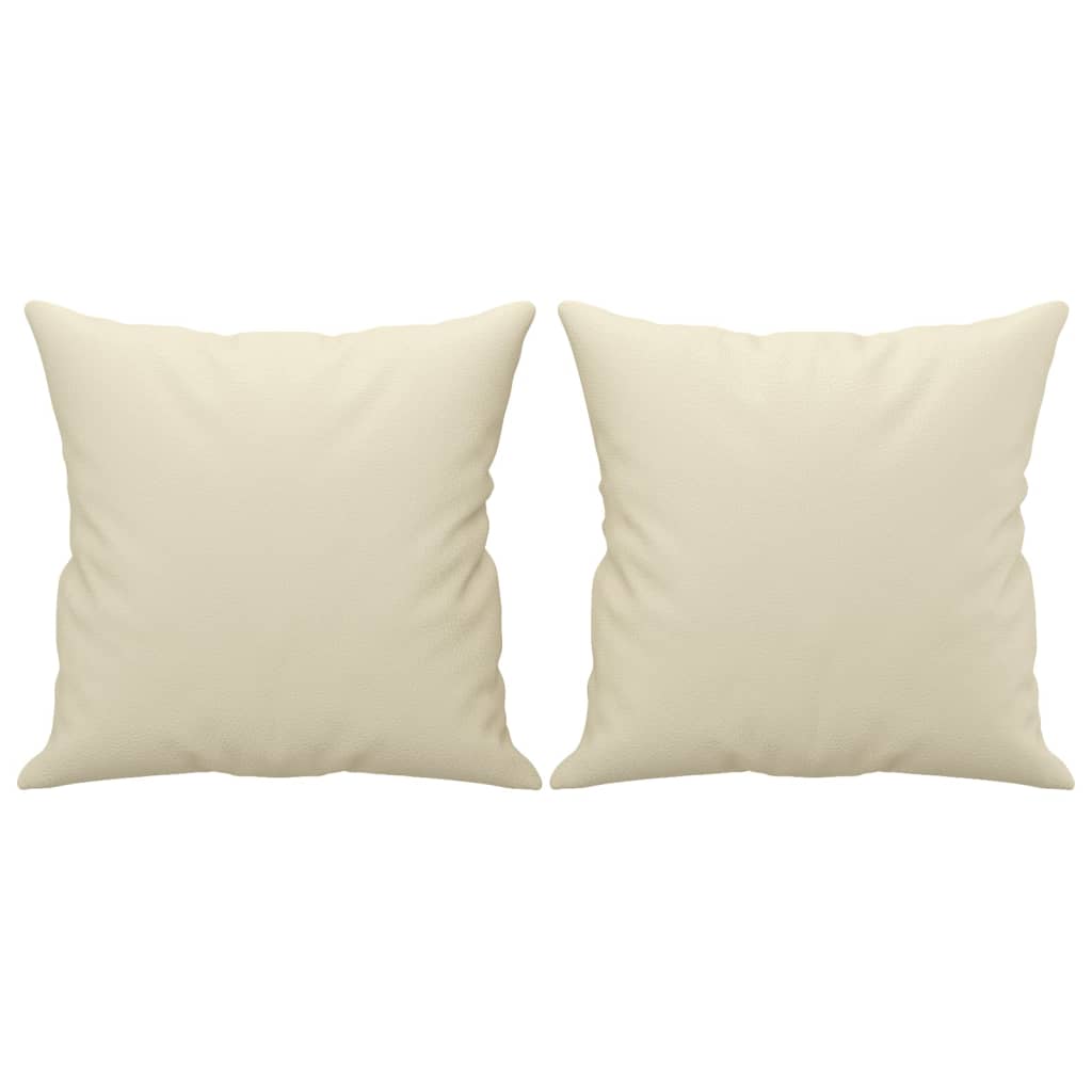 Trivietė sofa su pagalvėlėmis, kreminė, 180cm, dirbtinė oda