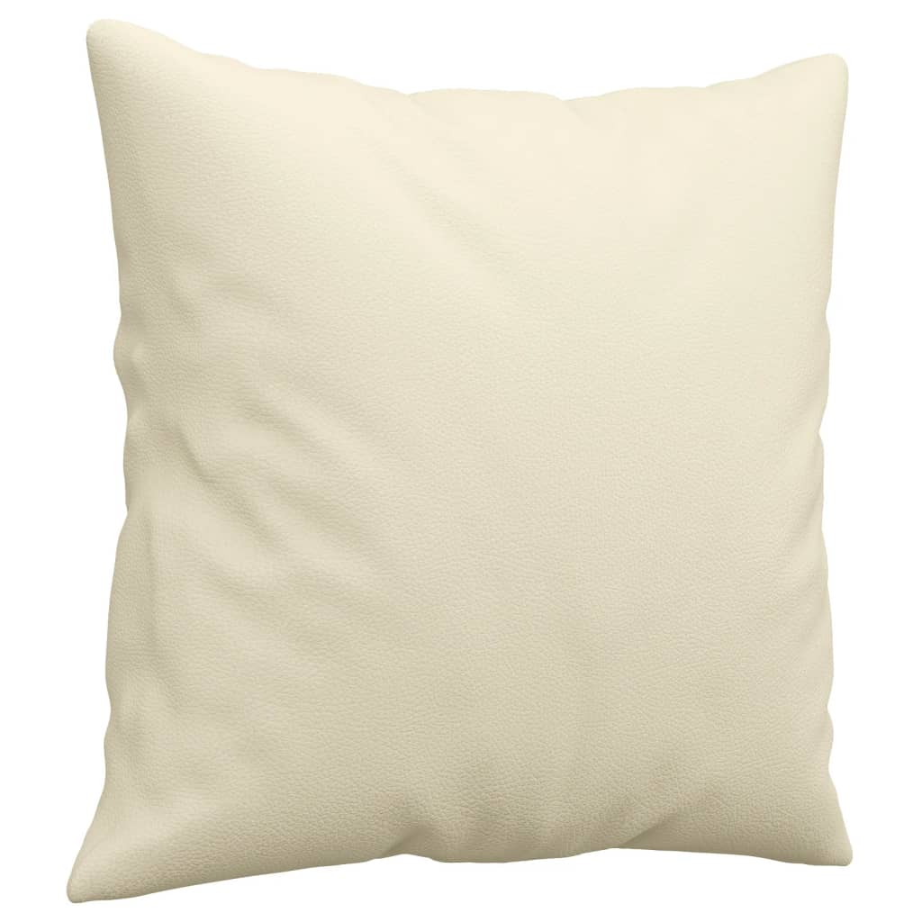 Trivietė sofa su pagalvėlėmis, kreminė, 180cm, dirbtinė oda
