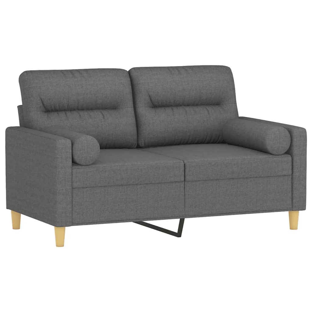 Dvivietė sofa su pagalvėlėmis, tamsiai pilka, 120cm, audinys