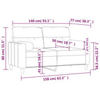 Dvivietė sofa su pagalvėlėmis, šviesiai pilka, 140cm, audinys