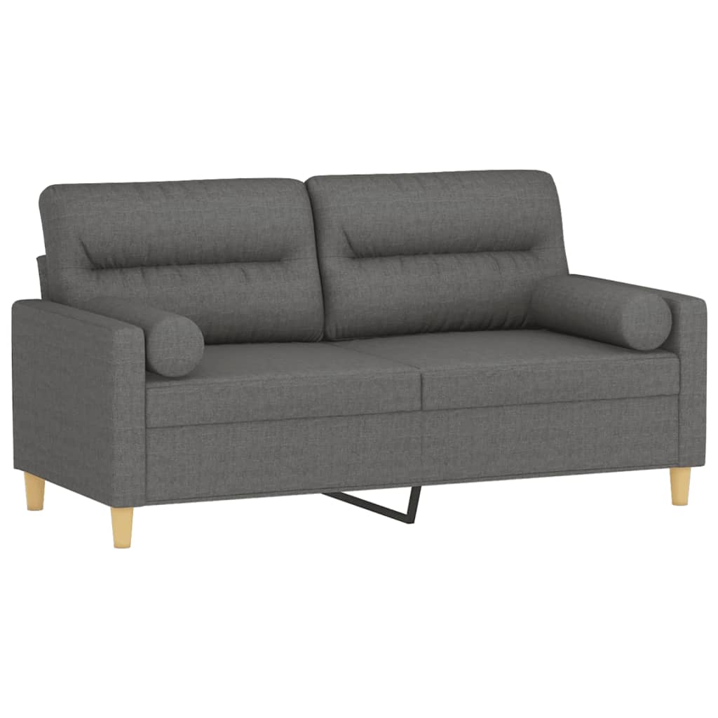 Dvivietė sofa su pagalvėlėmis, tamsiai pilka, 140cm, audinys