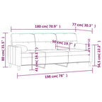 Trivietė sofa su pagalvėlėmis, taupe spalvos, 180cm, audinys
