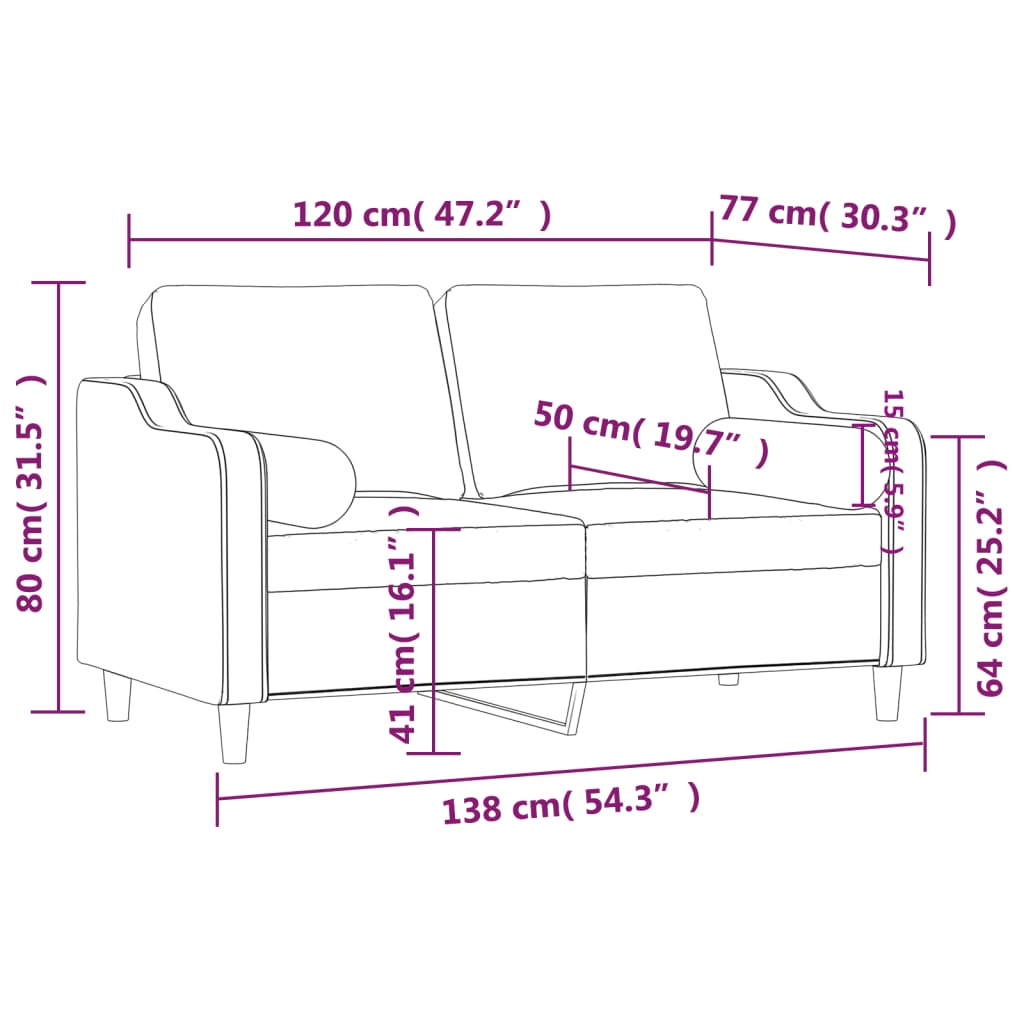 Dvivietė sofa su pagalvėlėmis, tamsiai pilka, 120cm, audinys