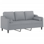 Trivietė sofa su pagalvėlėmis, šviesiai pilka, 180cm, audinys