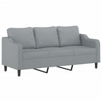 Trivietė sofa su pagalvėlėmis, šviesiai pilka, 180cm, audinys