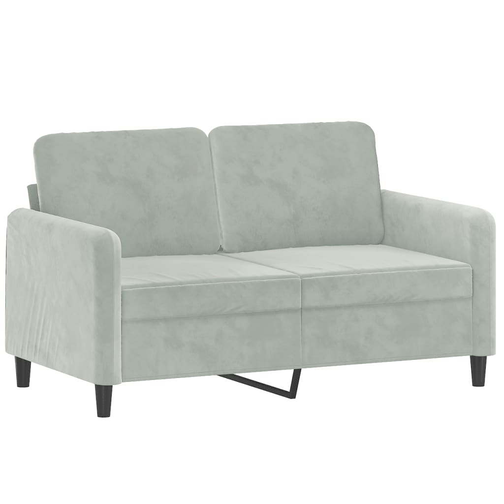 Dvivietė sofa su pagalvėlėmis, šviesiai pilka, 120cm, aksomas