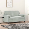 Dvivietė sofa su pagalvėlėmis, šviesiai pilka, 120cm, aksomas