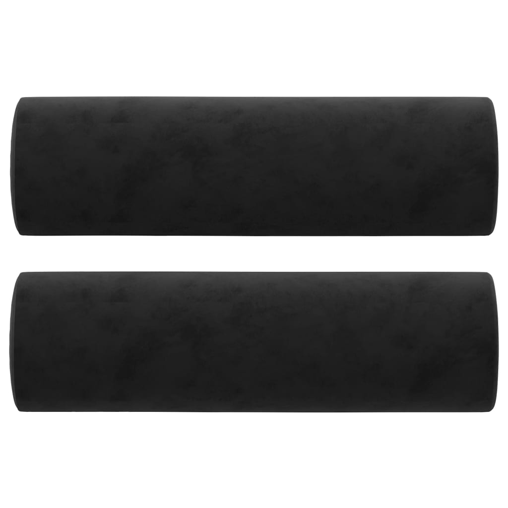 Trivietė sofa su pagalvėlėmis, juodos spalvos, 180cm, aksomas