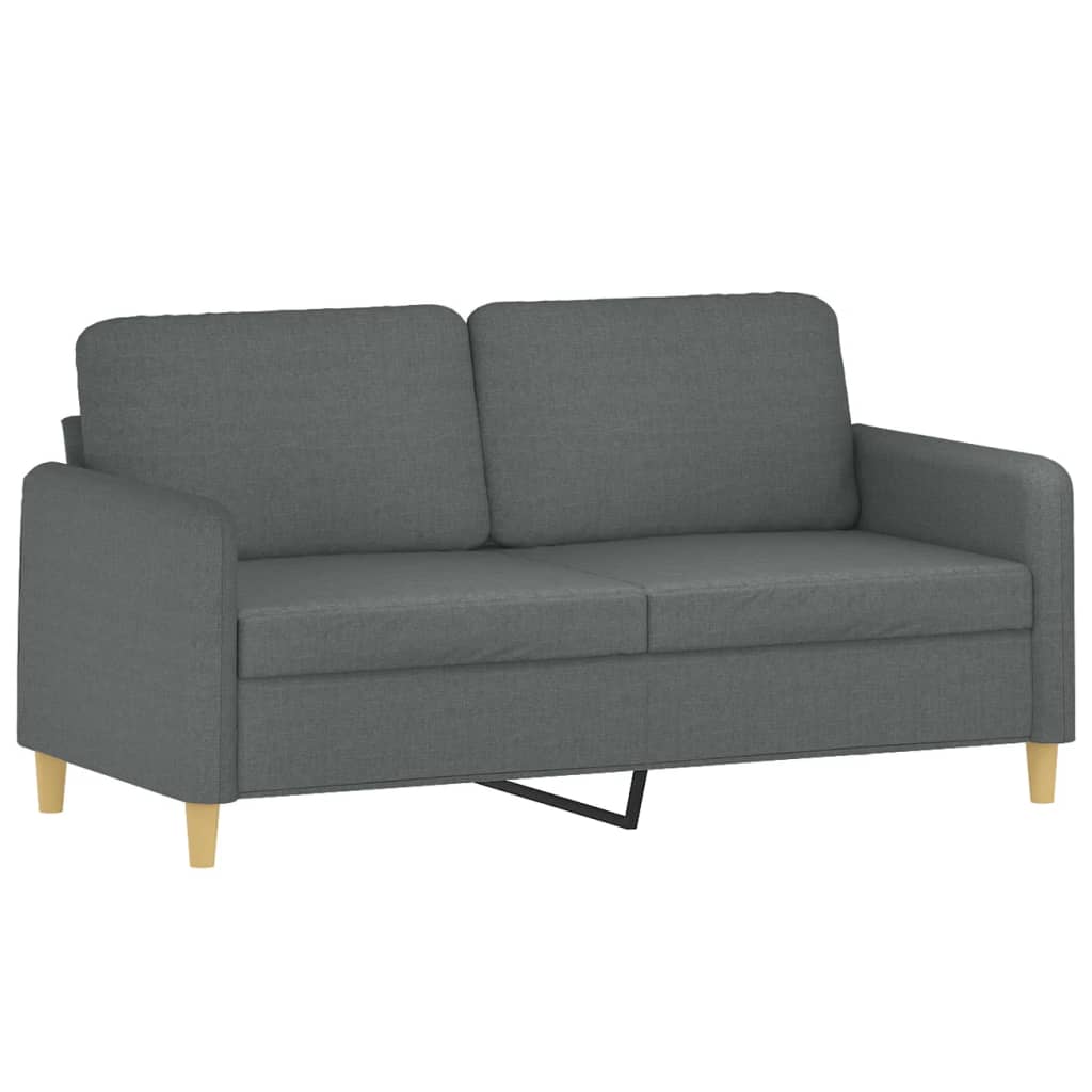 Dvivietė sofa su pagalvėlėmis, tamsiai pilka, 140cm, audinys