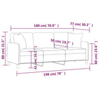 Trivietė sofa su pagalvėlėmis, tamsiai pilka, 180cm, audinys