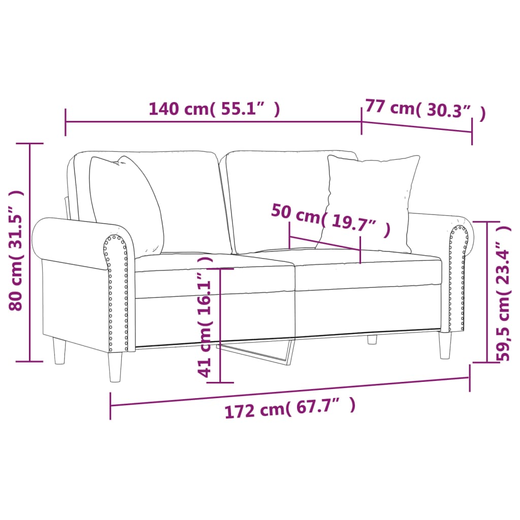 Dvivietė sofa su pagalvėlėmis, juoda, 140cm, dirbtinė oda
