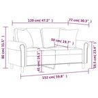 Dvivietė sofa su pagalvėlėmis, juodos spalvos, 120cm, aksomas