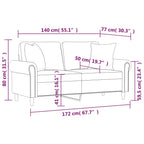 Dvivietė sofa su pagalvėlėmis, tamsiai pilka, 140cm, aksomas