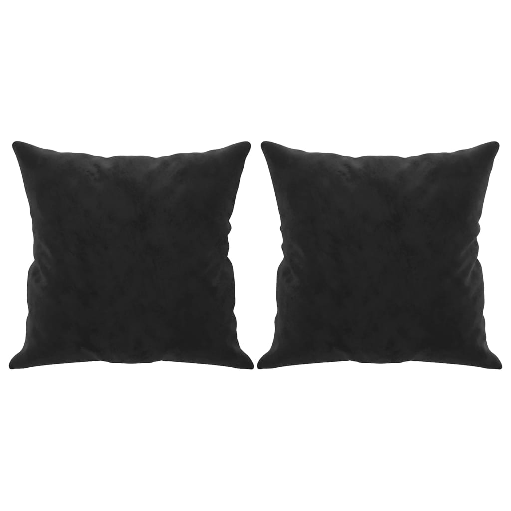 Trivietė sofa su pagalvėlėmis, juodos spalvos, 180cm, aksomas
