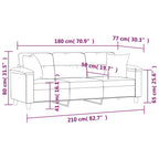 Trivietė sofa su pagalvėmis, pilka, 180cm, mikropluošto audinys