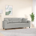 Trivietė sofa su pagalvėmis, pilka, 180cm, mikropluošto audinys
