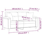 Dvivietė sofa su pagalvėlėmis, pilka, 140cm, dirbtinė oda