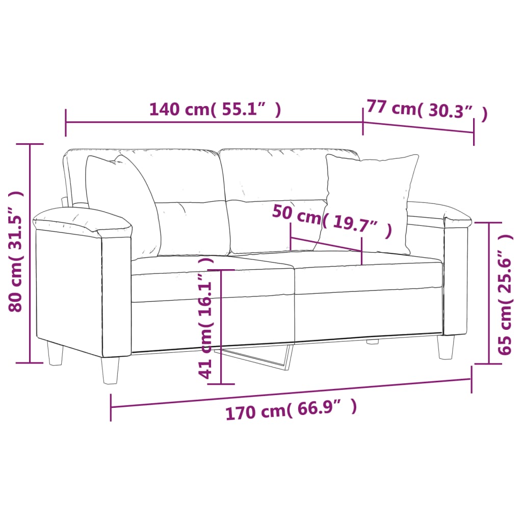 Dvivietė sofa su pagalvėlėmis, pilka, 140cm, dirbtinė oda