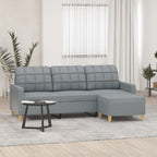 Trivietė sofa su pakoja, šviesiai pilka, 180cm, audinys