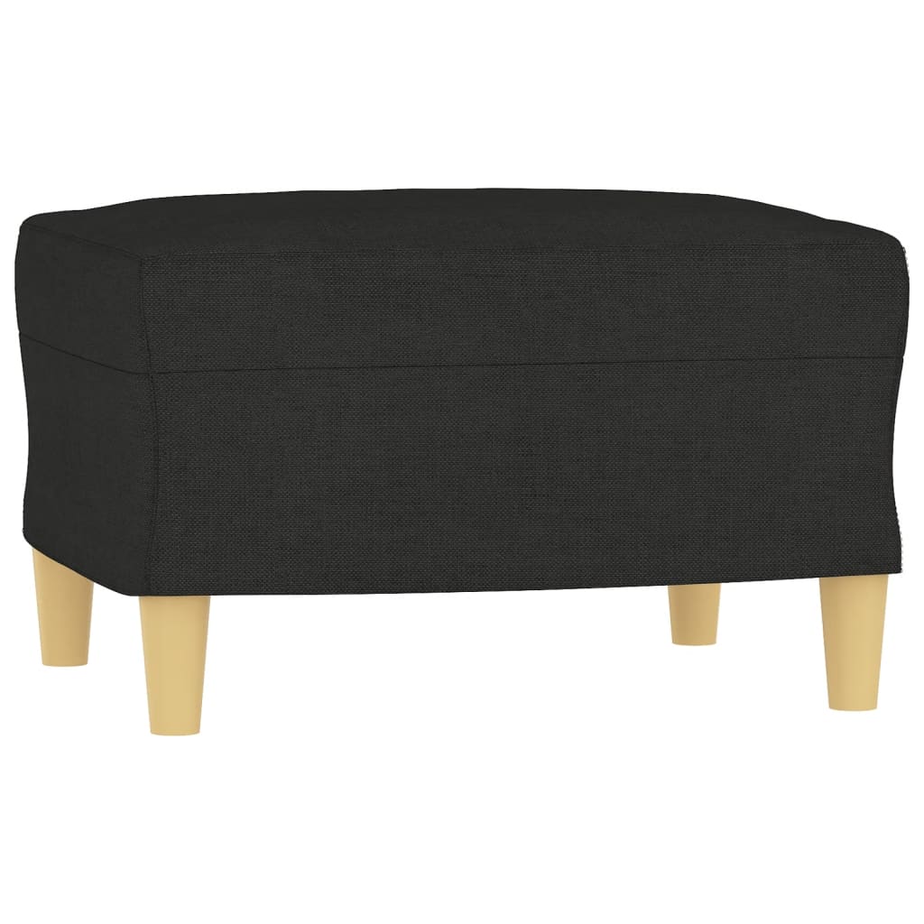 Trivietė sofa su pakoja, juodos spalvos, 180cm, audinys