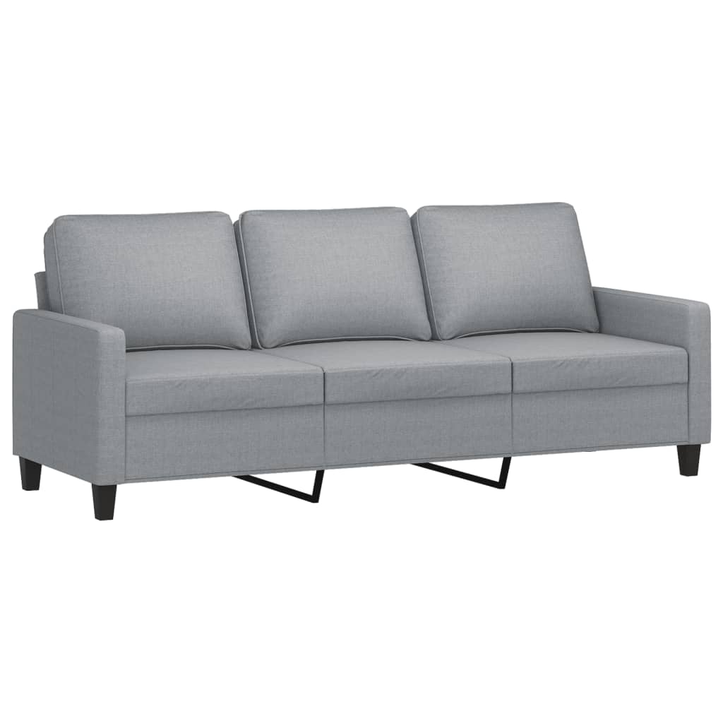 Trivietė sofa su pakoja, šviesiai pilka, 180cm, audinys