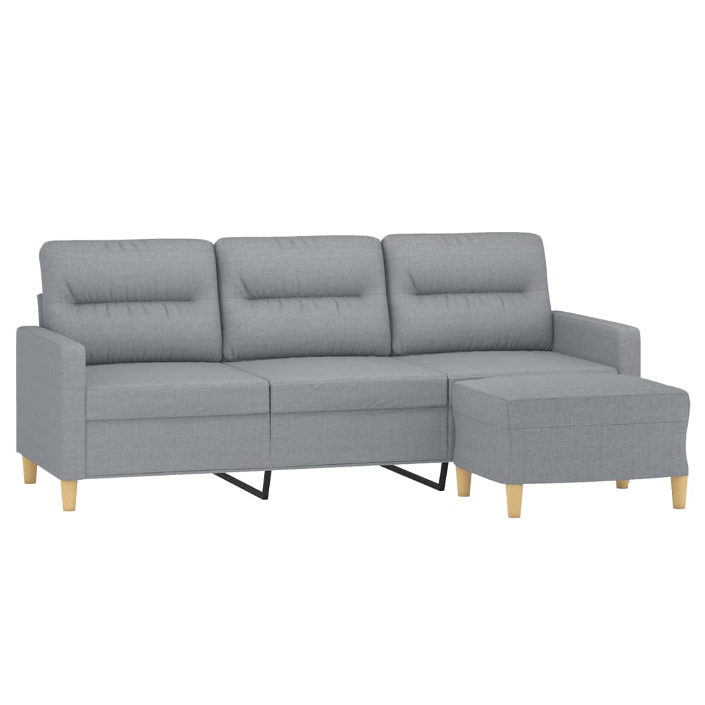 Trivietė sofa su pakoja, šviesiai pilka, 180cm, audinys