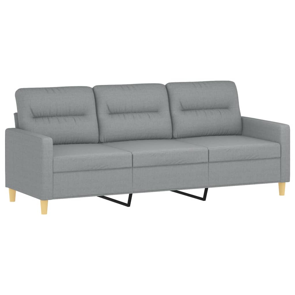 Trivietė sofa su pakoja, šviesiai pilka, 180cm, audinys