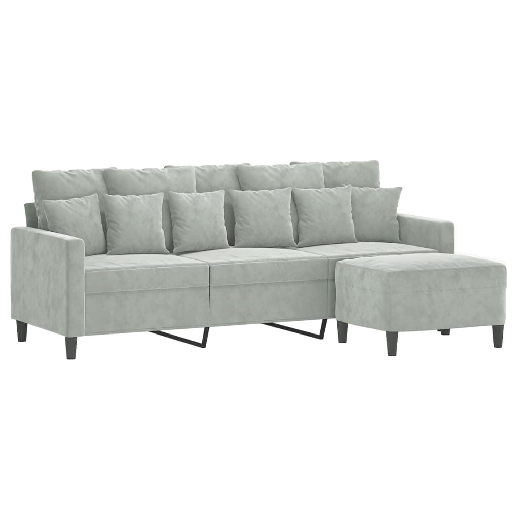 Trivietė sofa su pakoja, šviesiai pilka, 180cm, aksomas