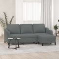 Trivietė sofa su pakoja, tamsiai pilkos spalvos, 180cm, audinys