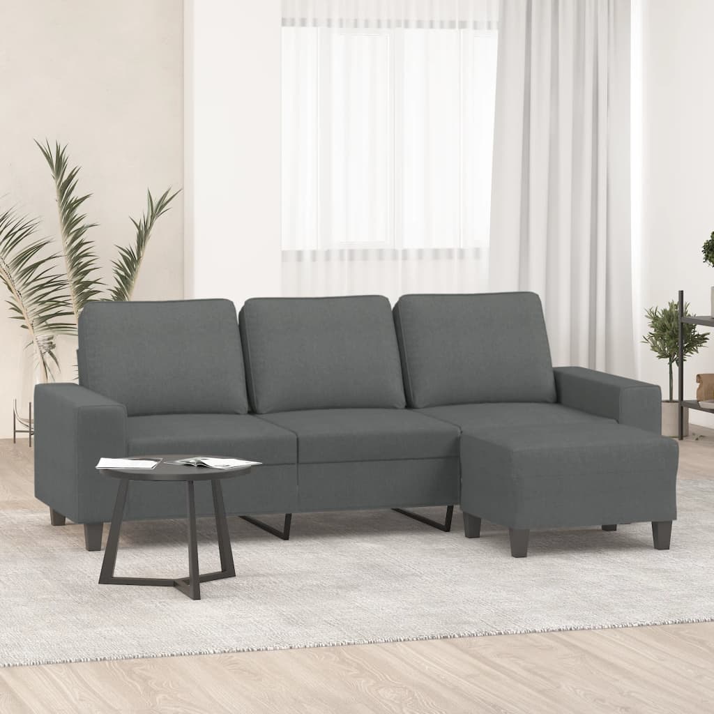 Trivietė sofa su pakoja, tamsiai pilkos spalvos, 180cm, audinys